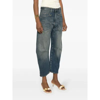 Nili Lotan Shon Wide-leg Cropped Jeans In Blue