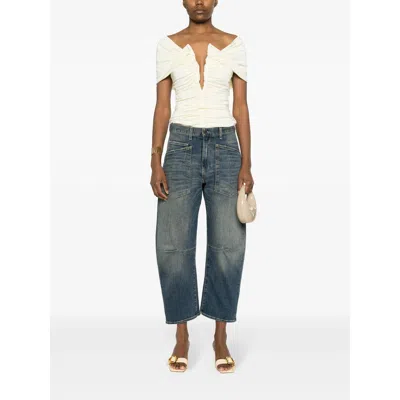Nili Lotan Shon Wide-leg Cropped Jeans In Blue