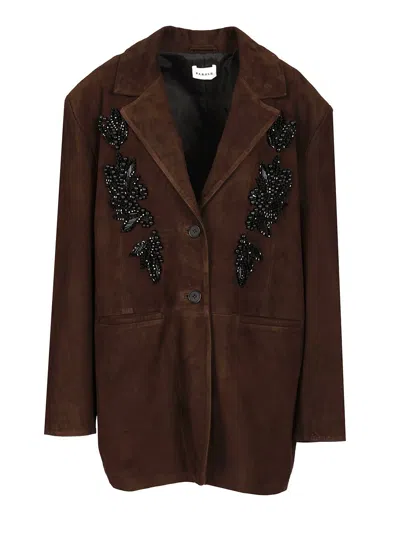 P.a.r.o.s.h Oversized Jacket With Embroidery In Brown