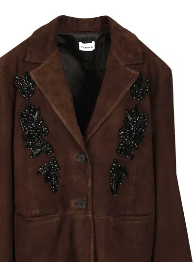 P.a.r.o.s.h Oversized Jacket With Embroidery In Brown