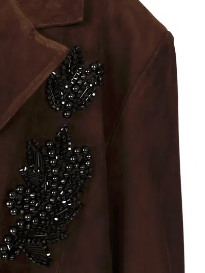 P.a.r.o.s.h Oversized Jacket With Embroidery In Brown