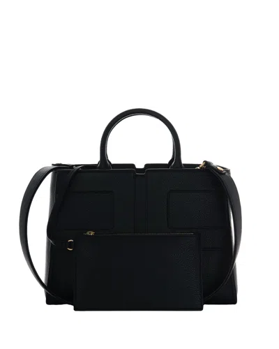 Elisabetta Franchi Structured Black Handbag With Versatile Carrying Options In Black