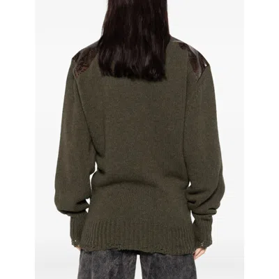 Stella Mccartney Panelled Frayed-hem Sweater In Green