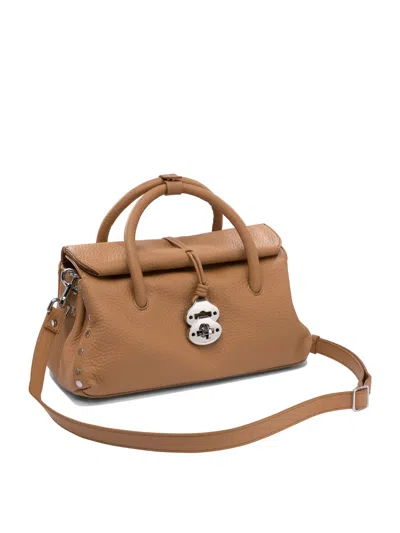 Zanellato Structured Leather Handbag With Metallic Clasp In Brown