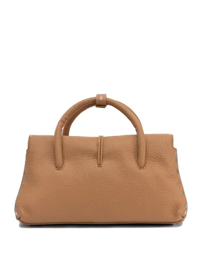 Zanellato Structured Leather Handbag With Metallic Clasp In Brown