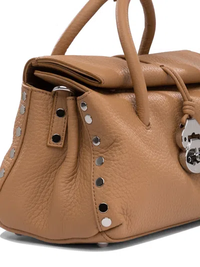 Zanellato Structured Leather Handbag With Metallic Clasp In Brown