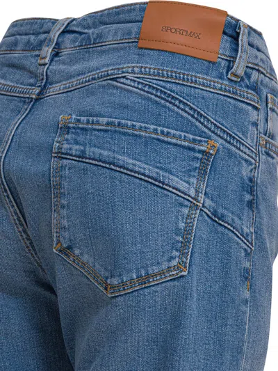 Sportmax Slim Fit Denim Trousers With Contrast Stitching In Blue