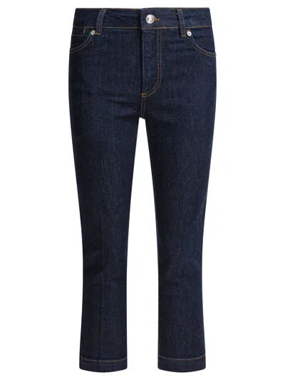 Sportmax Denim Trousers With Back Pockets And Contrast Stitching In Blue