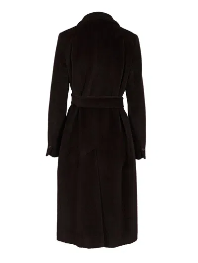 Tagliatore Waist Belted Lapel Buttoned Jacket In Black