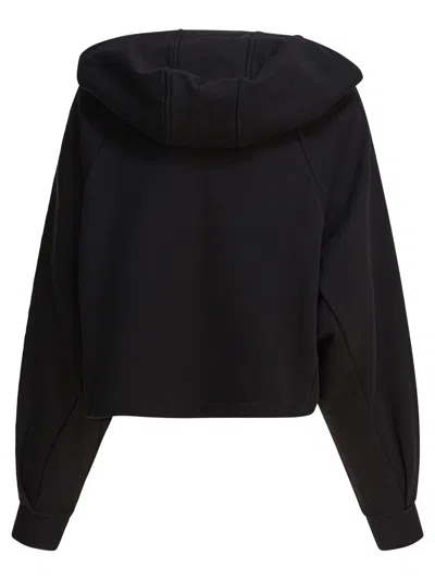 Pinko Logo Print Cropped Hooded Sweatshirt In Black