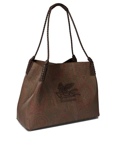 Etro Mini Paisley Jacquard Tote Handbag In Red