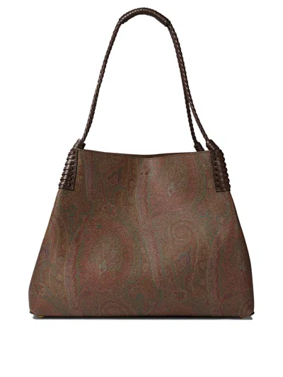 Etro Mini Paisley Jacquard Tote Handbag In Red