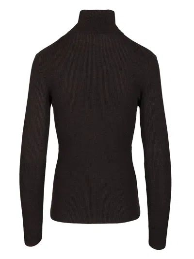 P.a.r.o.s.h Ribbed Wool Turtleneck Knitwear Brown In Brown