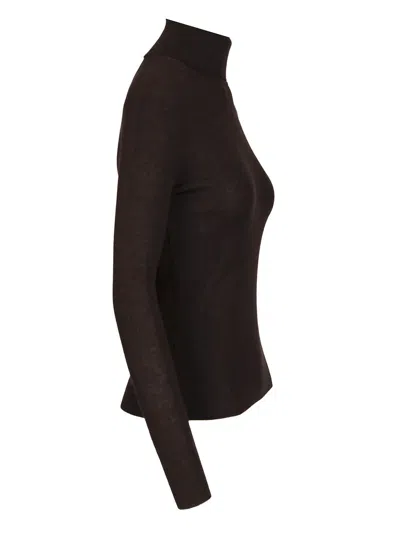 P.a.r.o.s.h Ribbed Wool Turtleneck Knitwear Brown In Brown