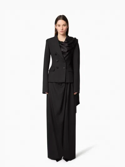 Nina Ricci Draped Blazer With Attached Scarf And Satin Detail In Multi