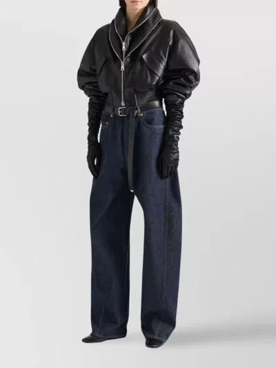 Givenchy Denim Trousers Wide-leg Contrast Stitching In Blue