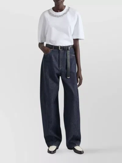 Givenchy Denim Trousers Wide-leg Contrast Stitching In Blue