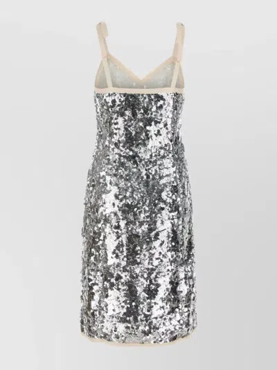 Prada Embellished Nylon Dress In Gray