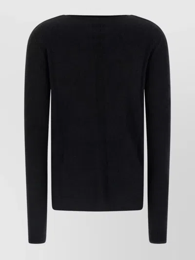 Rick Owens Black Sweater With Distressed Effect And Cut-out Details On The Front In Alpaca Blend Woman In Black