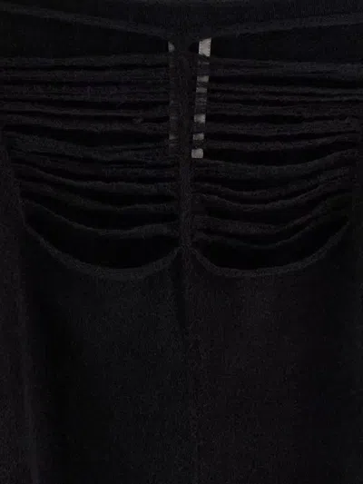 Rick Owens Black Sweater With Distressed Effect And Cut-out Details On The Front In Alpaca Blend Woman In Black