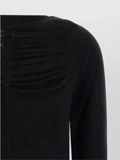 Rick Owens Black Sweater With Distressed Effect And Cut-out Details On The Front In Alpaca Blend Woman In Black