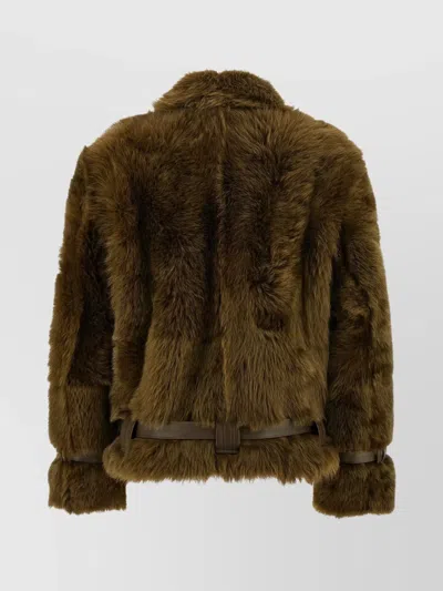 Tom Ford Fur Short Jacket Belted Waist In Black