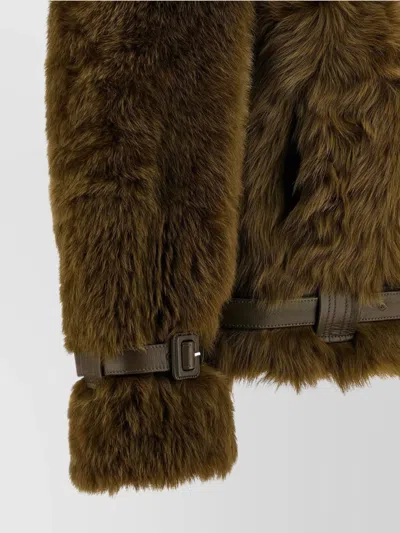 Tom Ford Fur Short Jacket Belted Waist In Black