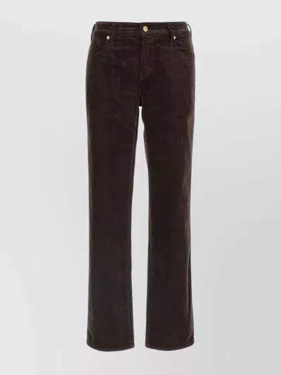7 For All Mankind Calie Straight Mid-rise Cotton-blend Velvet Straight Pants In Brown