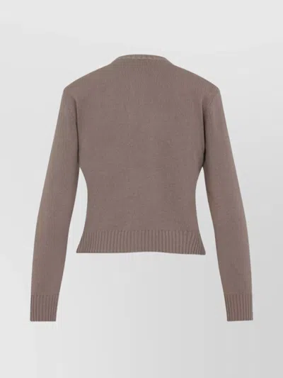 Fabiana Filippi Virgin Wool Crew Neck Cardigan In Brown