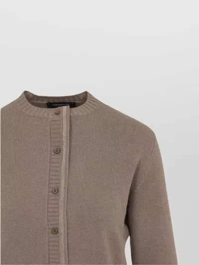 Fabiana Filippi Virgin Wool Crew Neck Cardigan In Brown