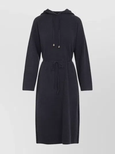 Fabiana Filippi Hooded Ankle-length Dress With Ribbed Silk Blend In Gray