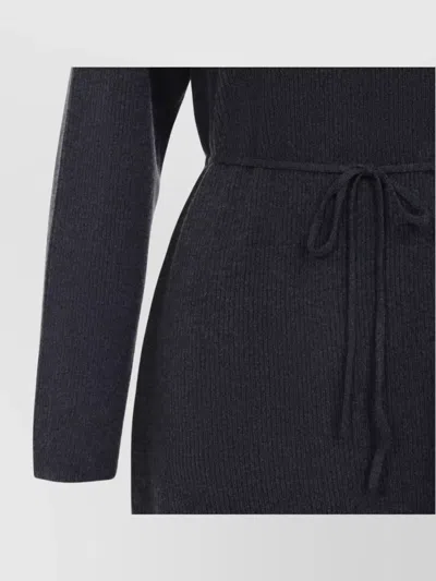 Fabiana Filippi Hooded Ankle-length Dress With Ribbed Silk Blend In Gray