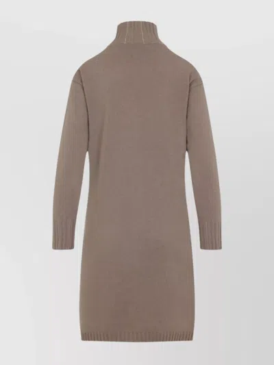 Fabiana Filippi Cortex Brown Virgin Wool Knit Midi Dress In Gray