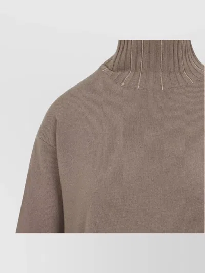 Fabiana Filippi Cortex Brown Virgin Wool Knit Midi Dress In Gray