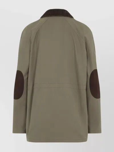 Moschino Cotton Jacket Hidden Drawstring In Green