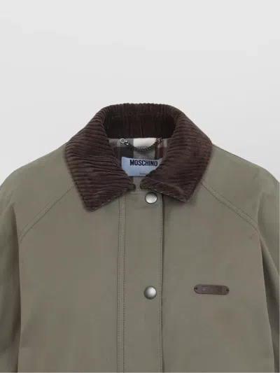 Moschino Cotton Jacket Hidden Drawstring In Green