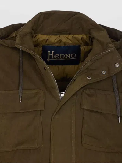 Herno Long Sleeve Hooded Padded Parka Jacket In Green