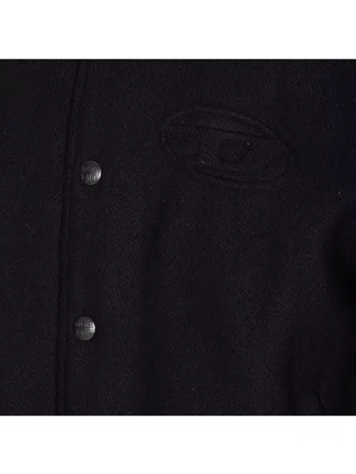 Diesel Bomber Jacket With Embroidered Logo In Black
