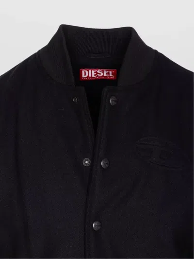 Diesel Bomber Jacket With Embroidered Logo In Black