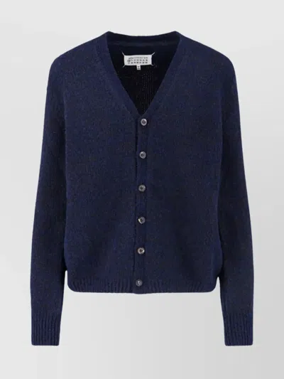 Maison Margiela Wool Blend Cardigan In Blue