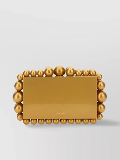 Cult Gaia Eos Metal Beaded Clutch Bag In Gold