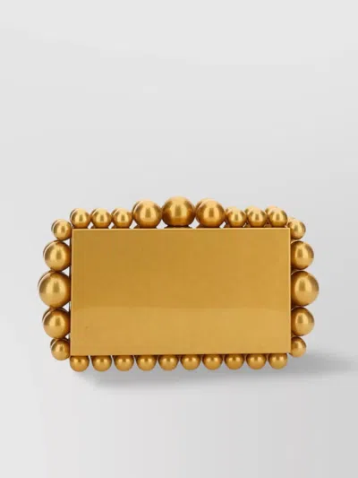 Cult Gaia Eos Metal Beaded Clutch Bag In Gold