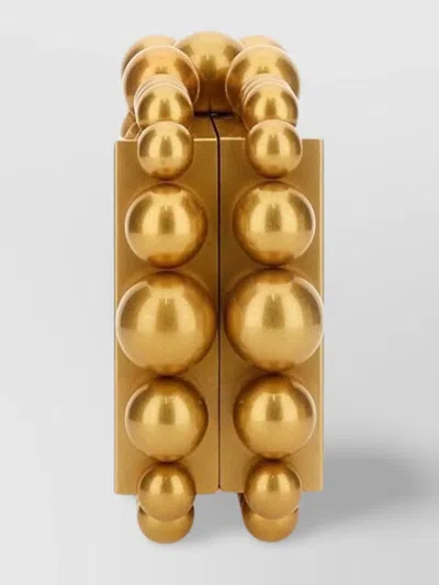 Cult Gaia Eos Metal Beaded Clutch Bag In Gold