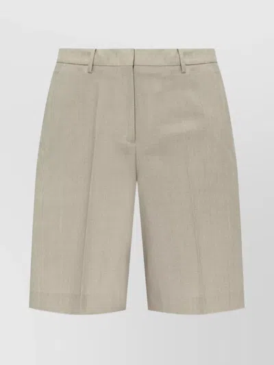Golden Goose Pleated Front Bermuda Shorts With Back Pockets In Gray