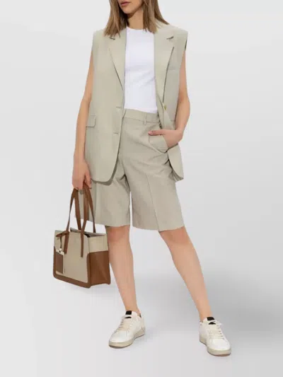 Golden Goose Pleated Front Bermuda Shorts With Back Pockets In Gray