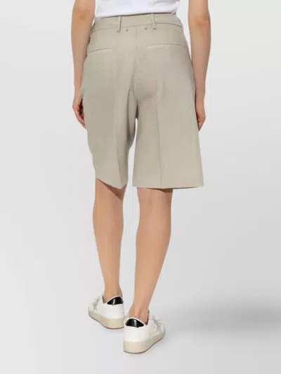 Golden Goose Pleated Front Bermuda Shorts With Back Pockets In Gray