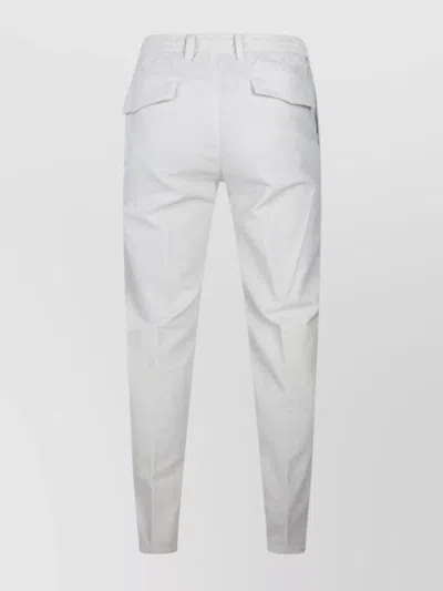 Eleventy Men White Pants With Elastic Drawstring Waist And Tapered Leg In Cotton Blend Stretch Woman In White