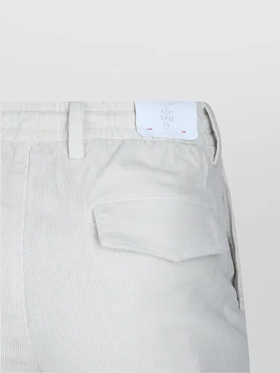 Eleventy Men White Pants With Elastic Drawstring Waist And Tapered Leg In Cotton Blend Stretch Woman In White