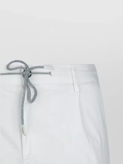 Eleventy Men White Pants With Elastic Drawstring Waist And Tapered Leg In Cotton Blend Stretch Woman In White
