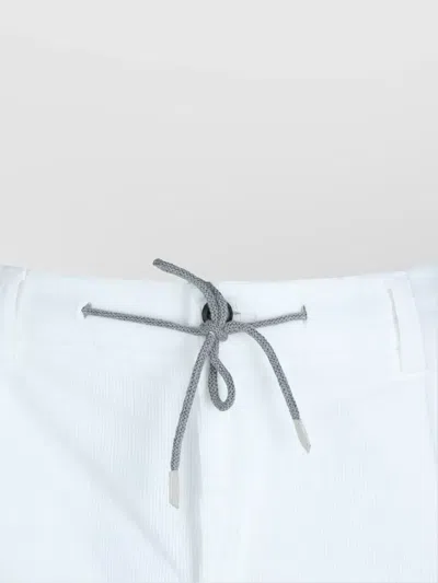 Eleventy Men White Pants With Elastic Drawstring Waist And Tapered Leg In Cotton Blend Stretch Woman In White